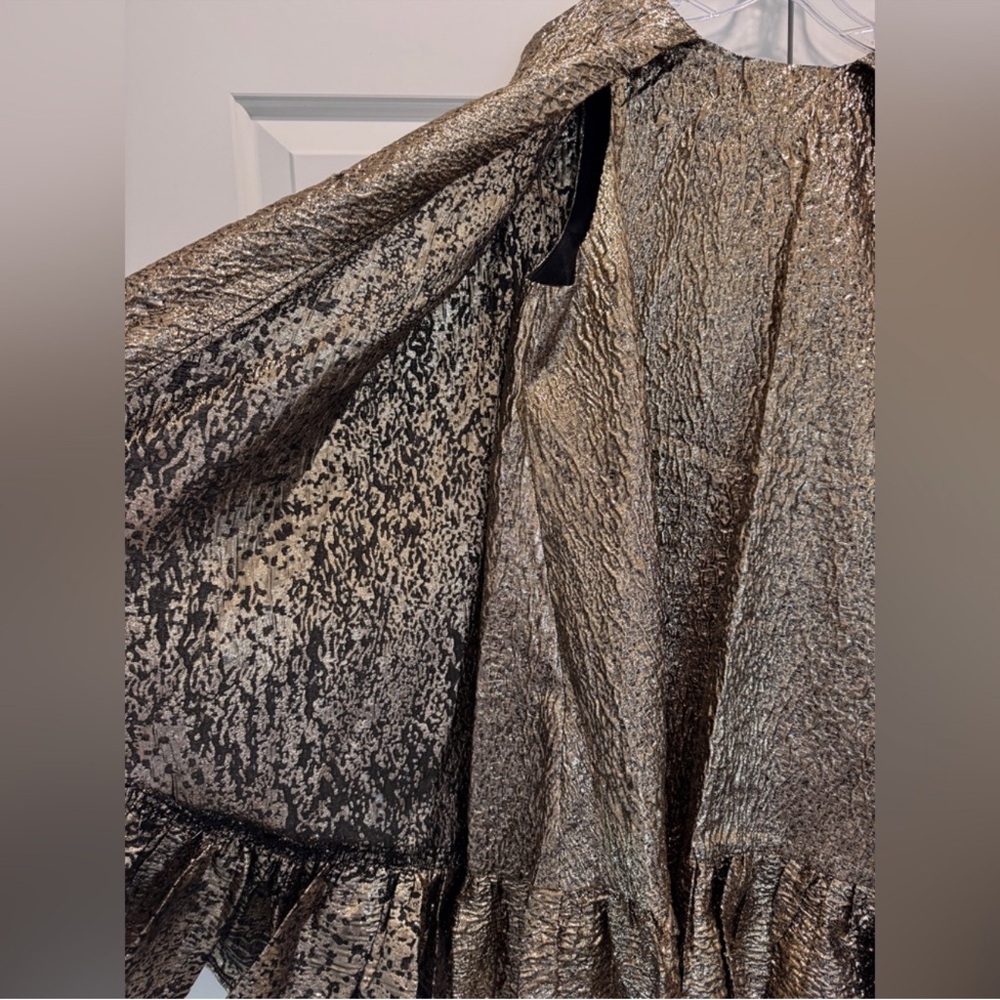 Mac Duggal Metallic Textured Dress- Gold - Picture 8 of 9